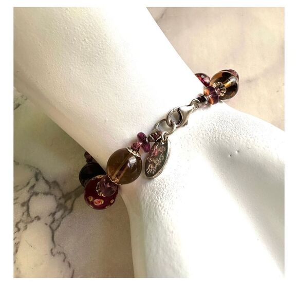 Elizabeth Erica brown and purple beaded bracelet - Picture 4 of 10